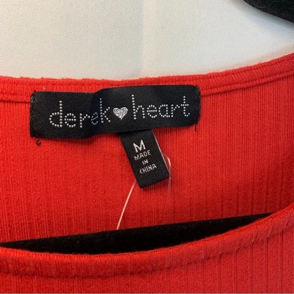 NWoT Derek Heart Red Ribbed Mesh Long Sleeve Bodycon Dress, size M - Picture 2 of 8